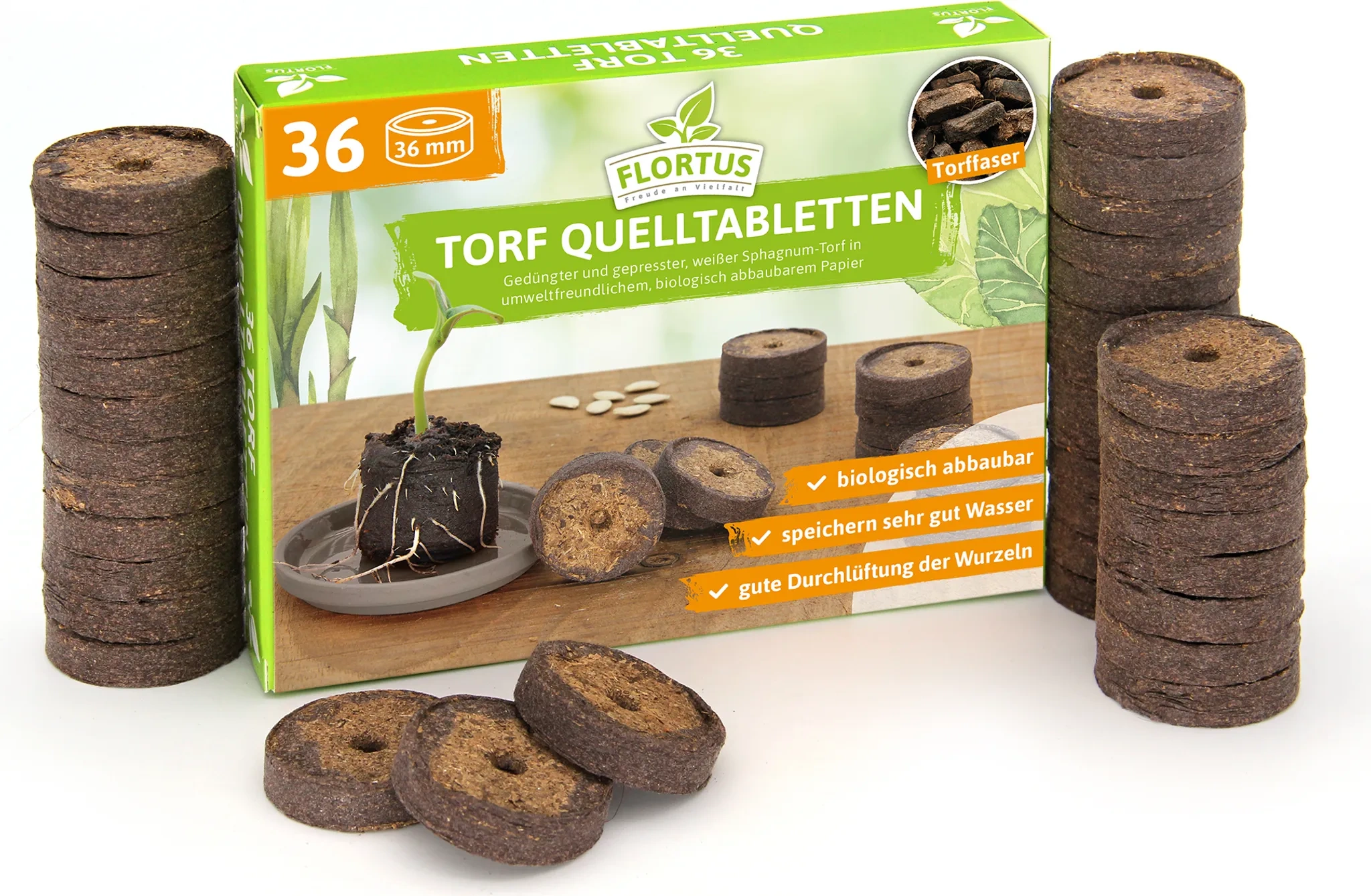 FLORTUS Torf Quelltabletten 36 mm