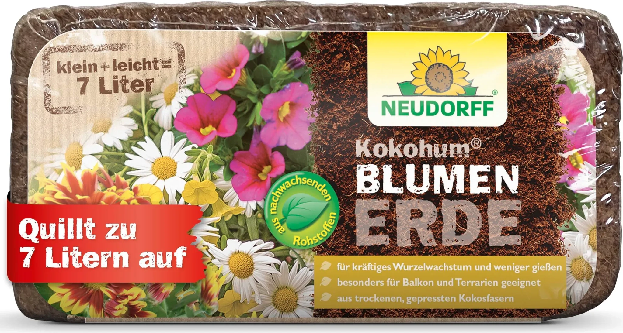 Neudorff Kokohum Blumenerde – 7 L Brikett, torffrei
